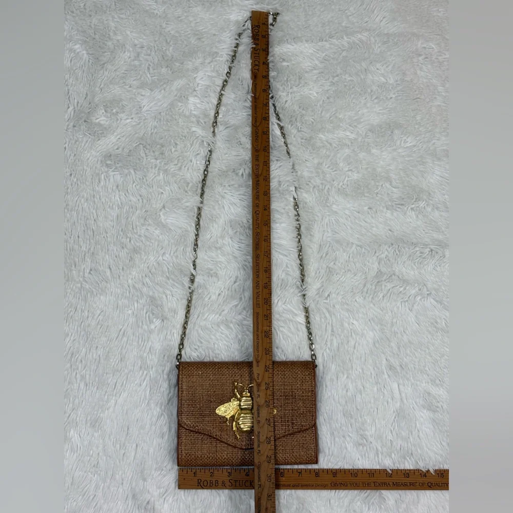 Elegant Brown Bee Embellished Clutch